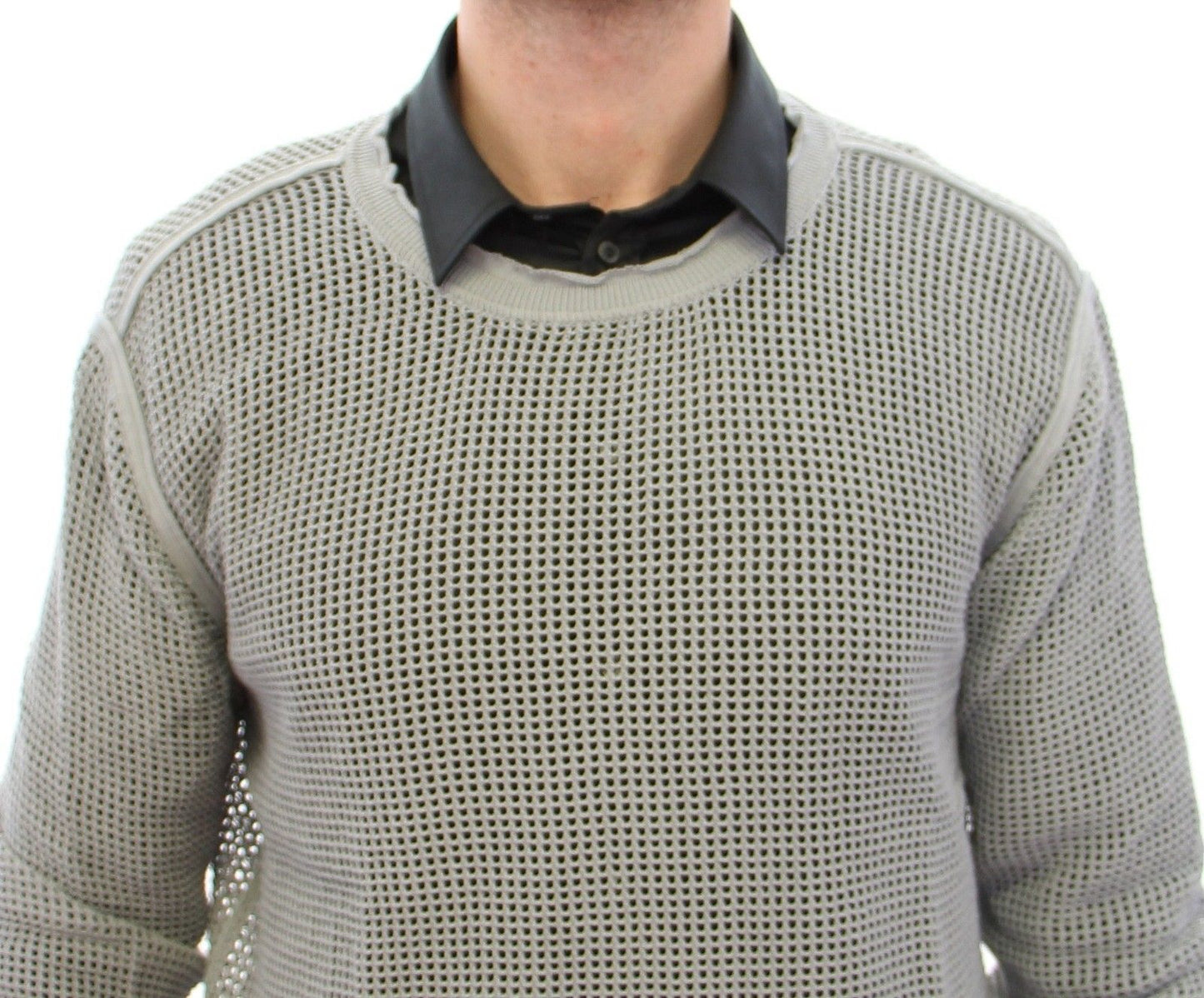 Grauer Runway Logo Netz Pullover Netzpullover