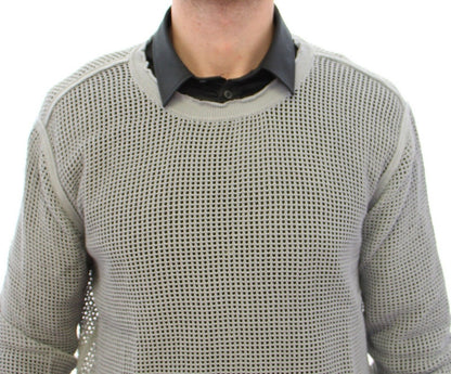 Grauer Runway Logo Netz Pullover Netzpullover