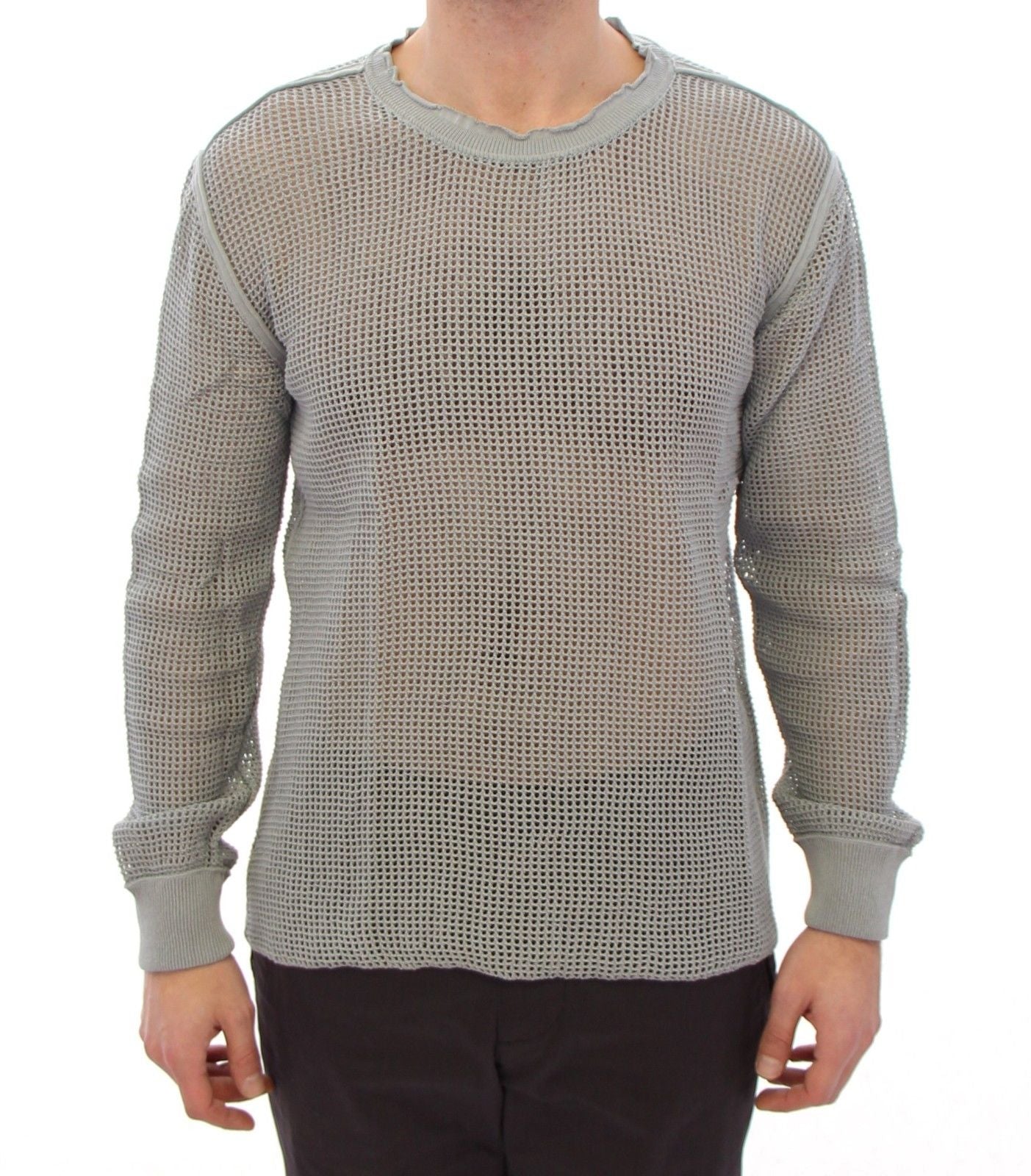 Grauer Runway Logo Netz Pullover Netzpullover