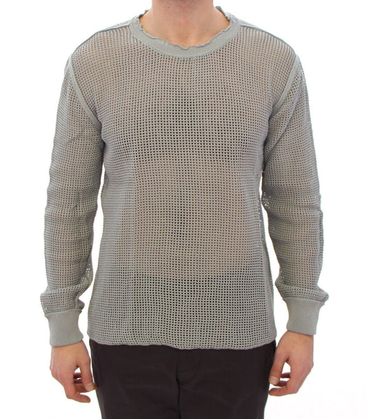Grauer Runway Logo Netz Pullover Netzpullover