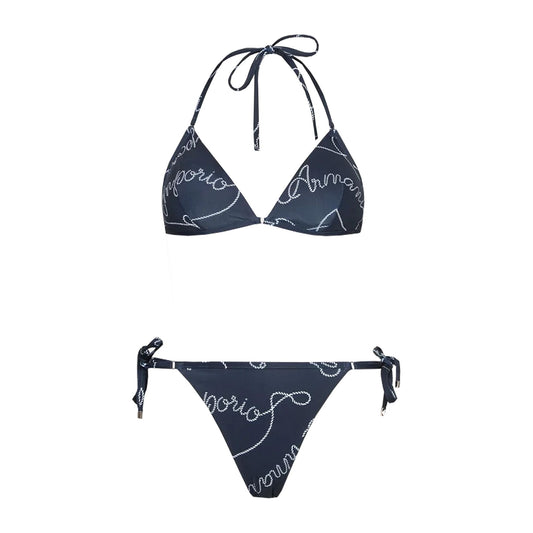 Bedruckter blauer Frottee-Dreiecks-Bikini