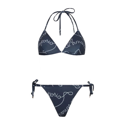 Bedruckter blauer Frottee-Dreiecks-Bikini