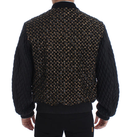 Schwarze Jacke aus Ziegenleder mit Pailletten