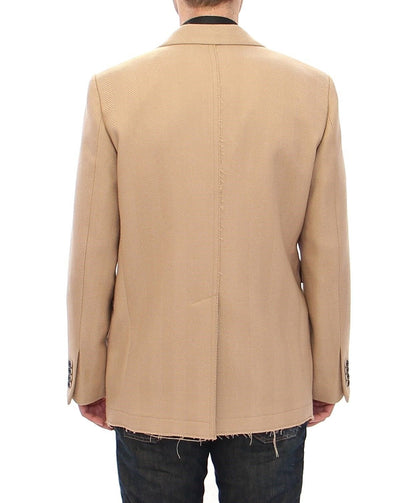 Beige Zweireihige Manteljacke