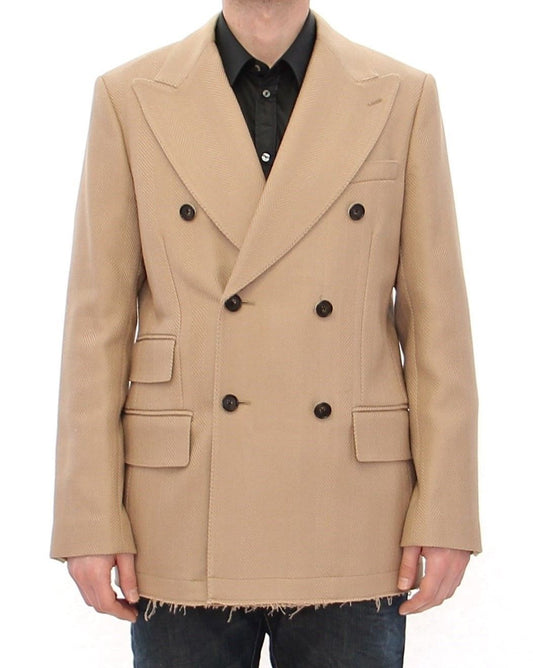 Beige Zweireihige Manteljacke