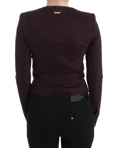 Lila geraffte Jacke Mantel Blazer Kurz
