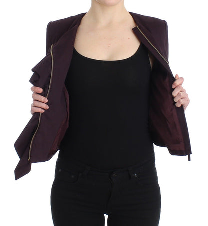 Lila geraffte Jacke Mantel Blazer Kurz