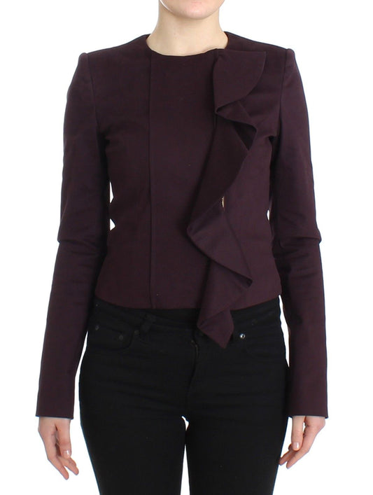 Lila geraffte Jacke Mantel Blazer Kurz