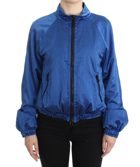 Blaue Bomberjacke Mantel Blazer Kurzes Nylon