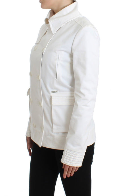 Weiße doppelreihige Jacke Mantel Blazer