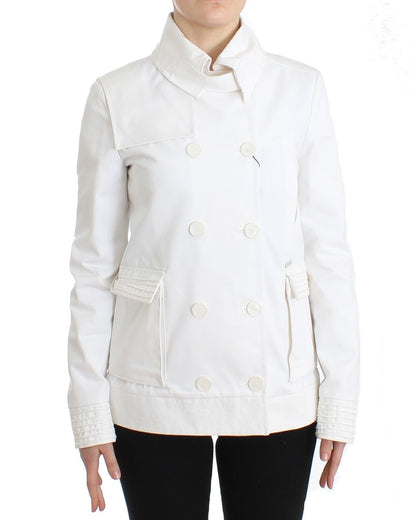 Weiße doppelreihige Jacke Mantel Blazer