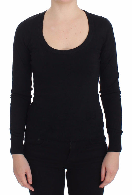 Schwarzer Kaschmirpullover mit Rundhalsausschnitt Pullover