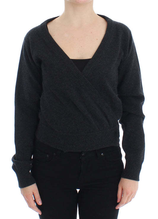 Grauer Kaschmirpullover Pullover Wrap