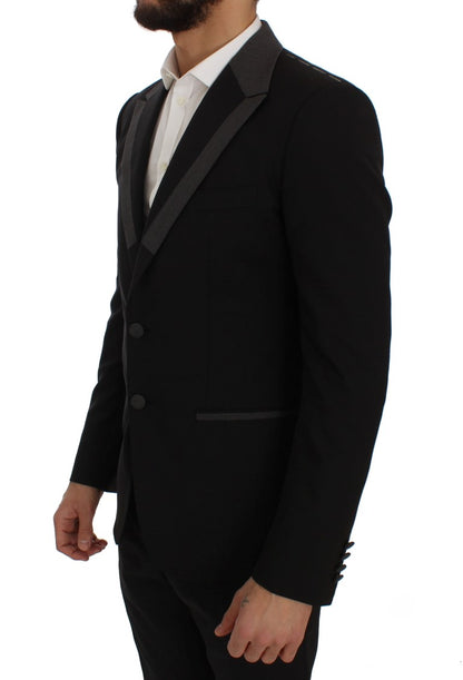 Schwarze Woll-Stretch-Blazer-Jacke