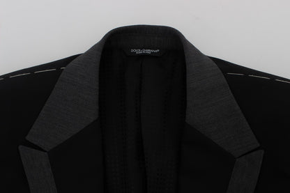 Schwarze Woll-Stretch-Blazer-Jacke