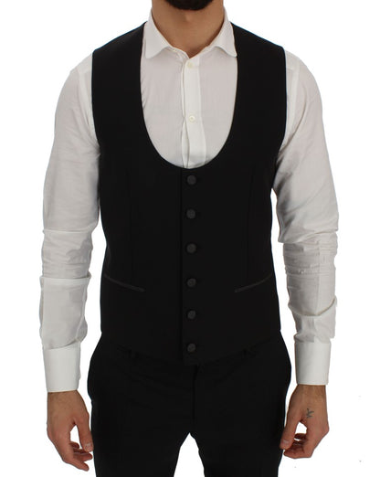 Schwarze Woll-Stretch-Blazer-Jacke