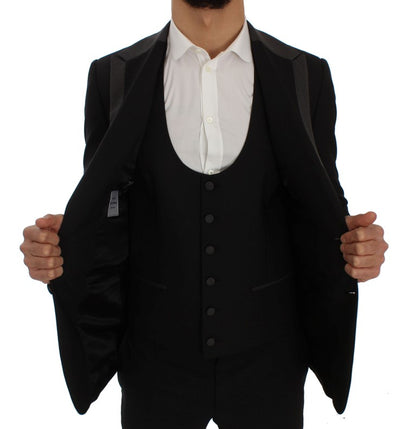 Schwarze Woll-Stretch-Blazer-Jacke