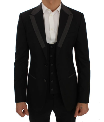 Schwarze Woll-Stretch-Blazer-Jacke