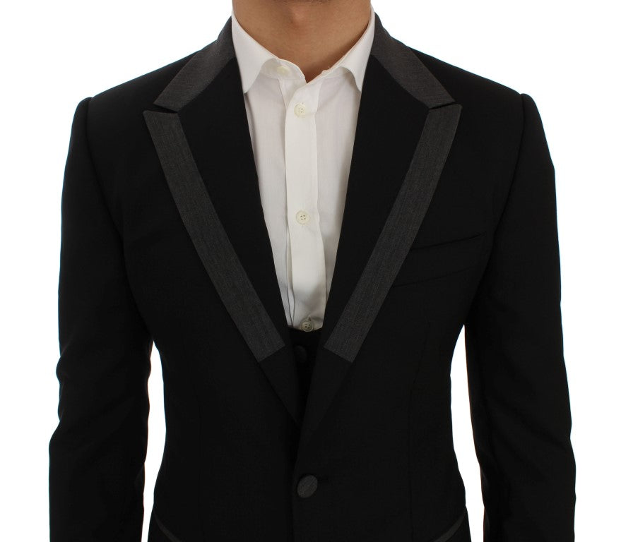 Schwarze Woll-Stretch-Blazer-Jacke
