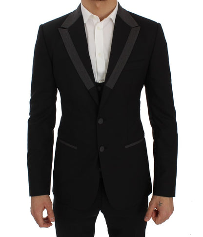 Schwarze Woll-Stretch-Blazer-Jacke