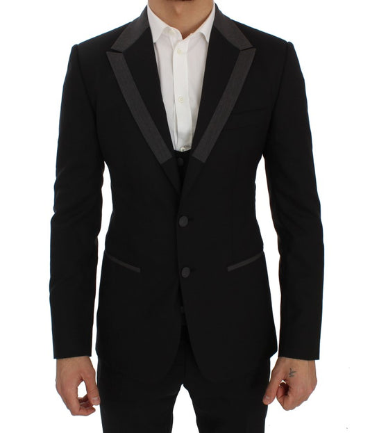 Schwarze Woll-Stretch-Blazer-Jacke