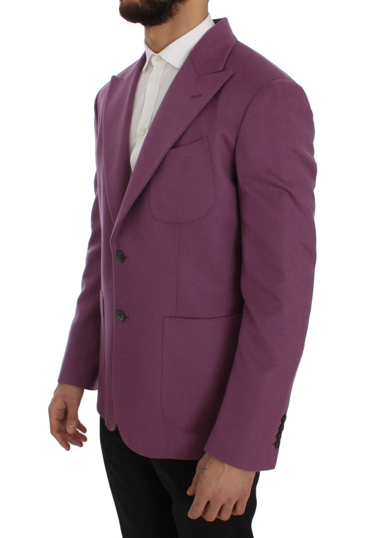 Lila Kaschmir Slim Fit Blazer Jacke