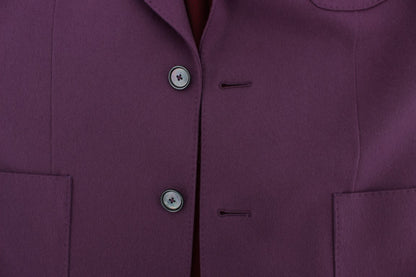 Lila Kaschmir Slim Fit Blazer Jacke