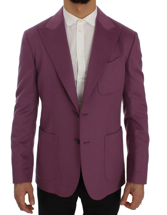 Lila Kaschmir Slim Fit Blazer Jacke