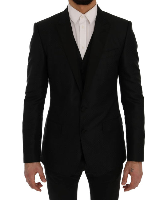 Schwarz-Blau MARTINI Seidenblazer Jacke