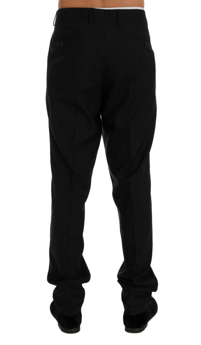 Blau gestreifte Stretch-Hose aus Wolle