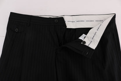 Blau gestreifte Stretch-Hose aus Wolle