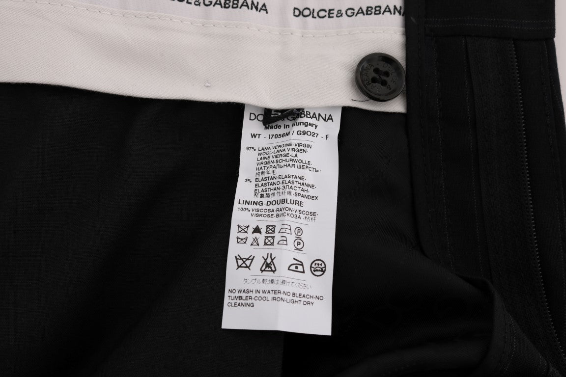 Blau gestreifte Stretch-Hose aus Wolle