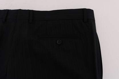 Blau gestreifte Stretch-Hose aus Wolle