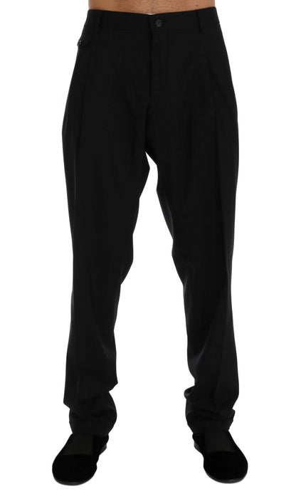 Blau gestreifte Stretch-Hose aus Wolle