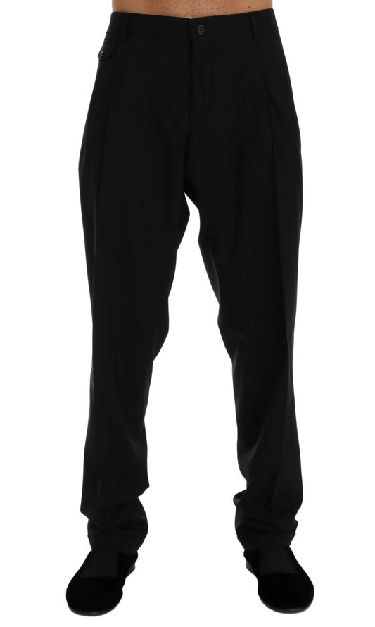 Blau gestreifte Stretch-Hose aus Wolle