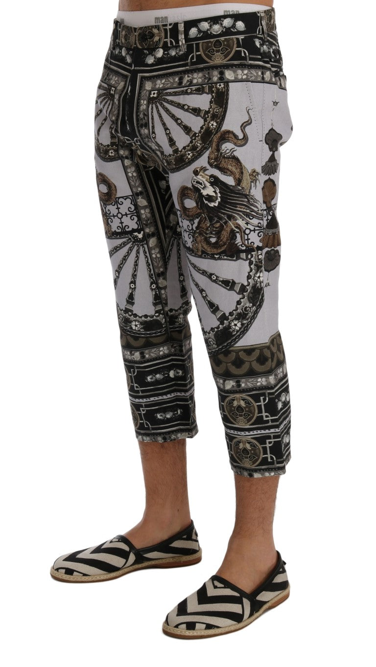 Mehrfarbige Caprihose mit Drachenmuster