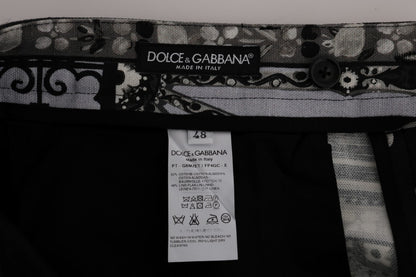 Mehrfarbige Caprihose mit Drachenmuster