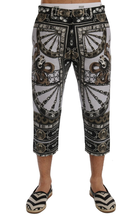 Mehrfarbige Caprihose mit Drachenmuster