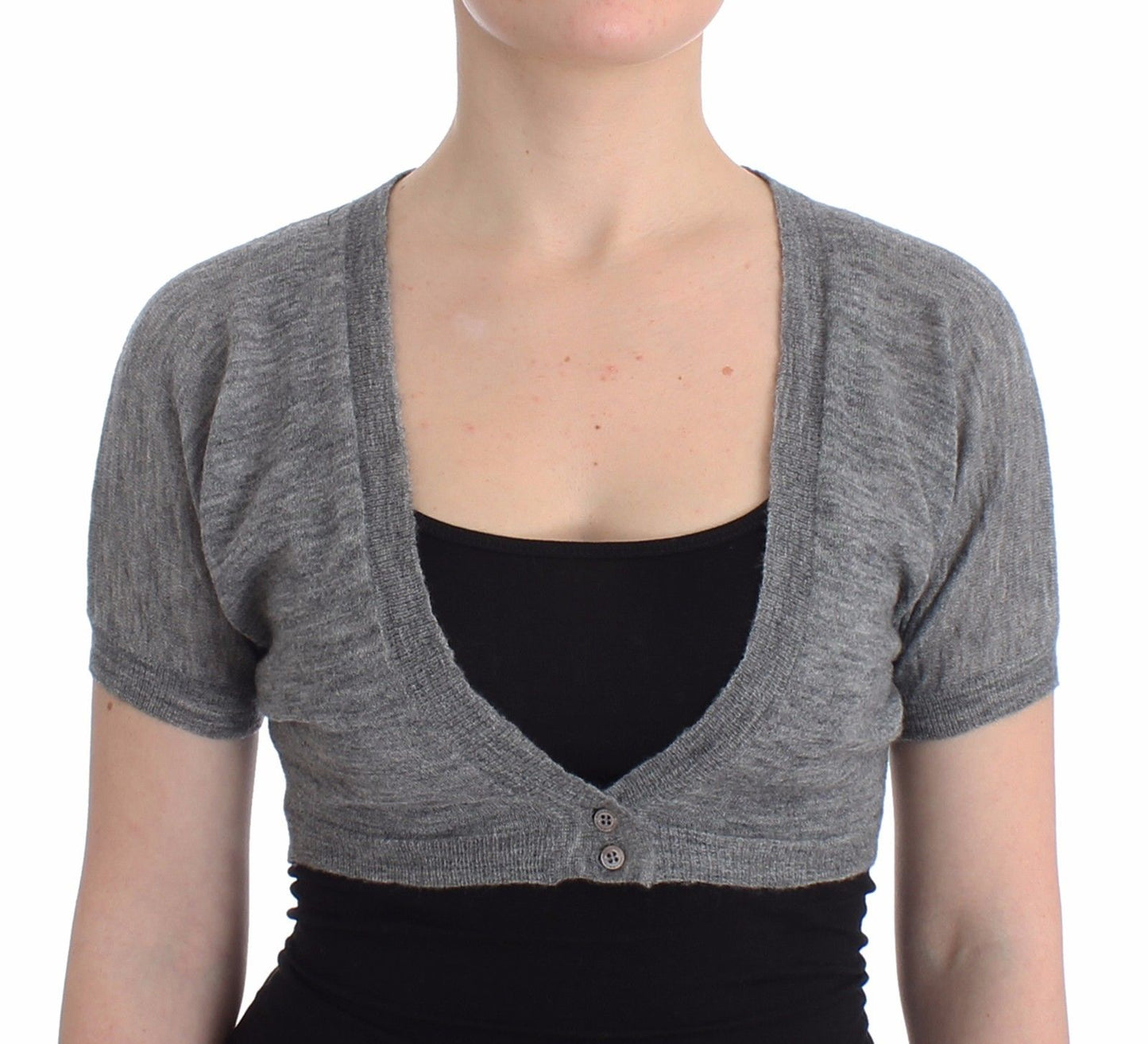 Dessous Strickpullover Strickjacke Bolero Grau