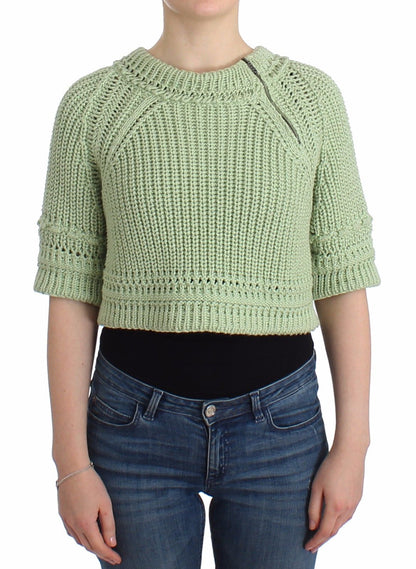 Grüner Cropped Knit Pullover Strickpullover