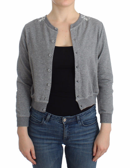 Lingerie Grauer Spitzenpullover Strickjacke Top