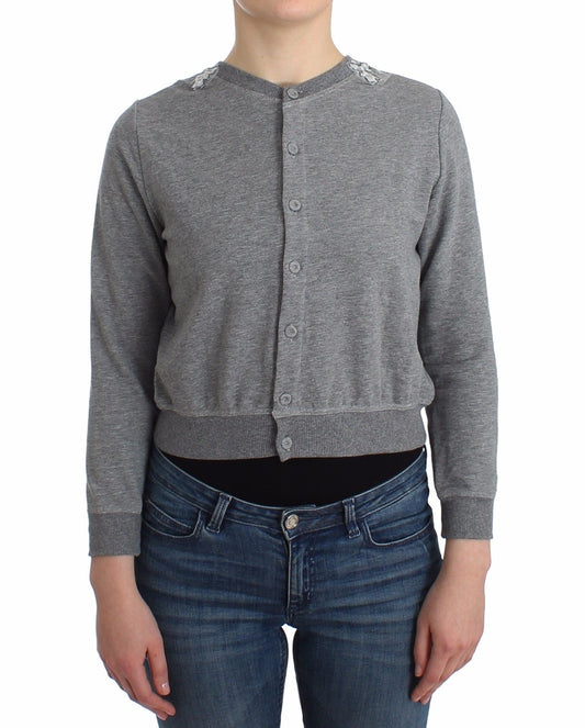 Lingerie Grauer Spitzenpullover Strickjacke Top