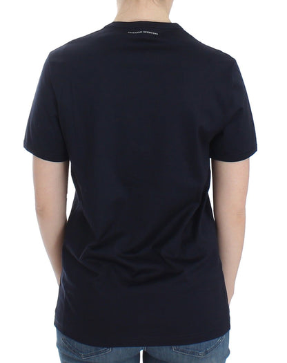 Lingerie Blaues Logo-T-Shirt mit Rundhalsausschnitt aus Baumwolle