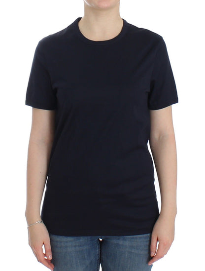 Lingerie Blaues Logo-T-Shirt mit Rundhalsausschnitt aus Baumwolle