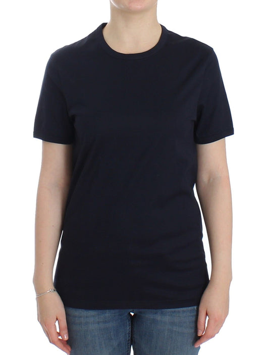 Lingerie Blaues Logo-T-Shirt mit Rundhalsausschnitt aus Baumwolle