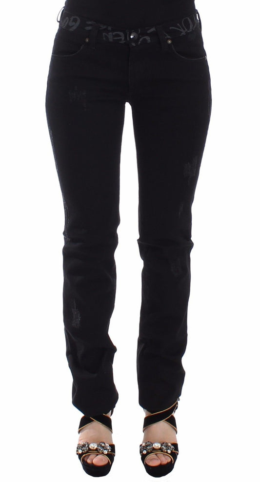 Schwarze Slim Jeans Denim-Hosen Skinny Stretch