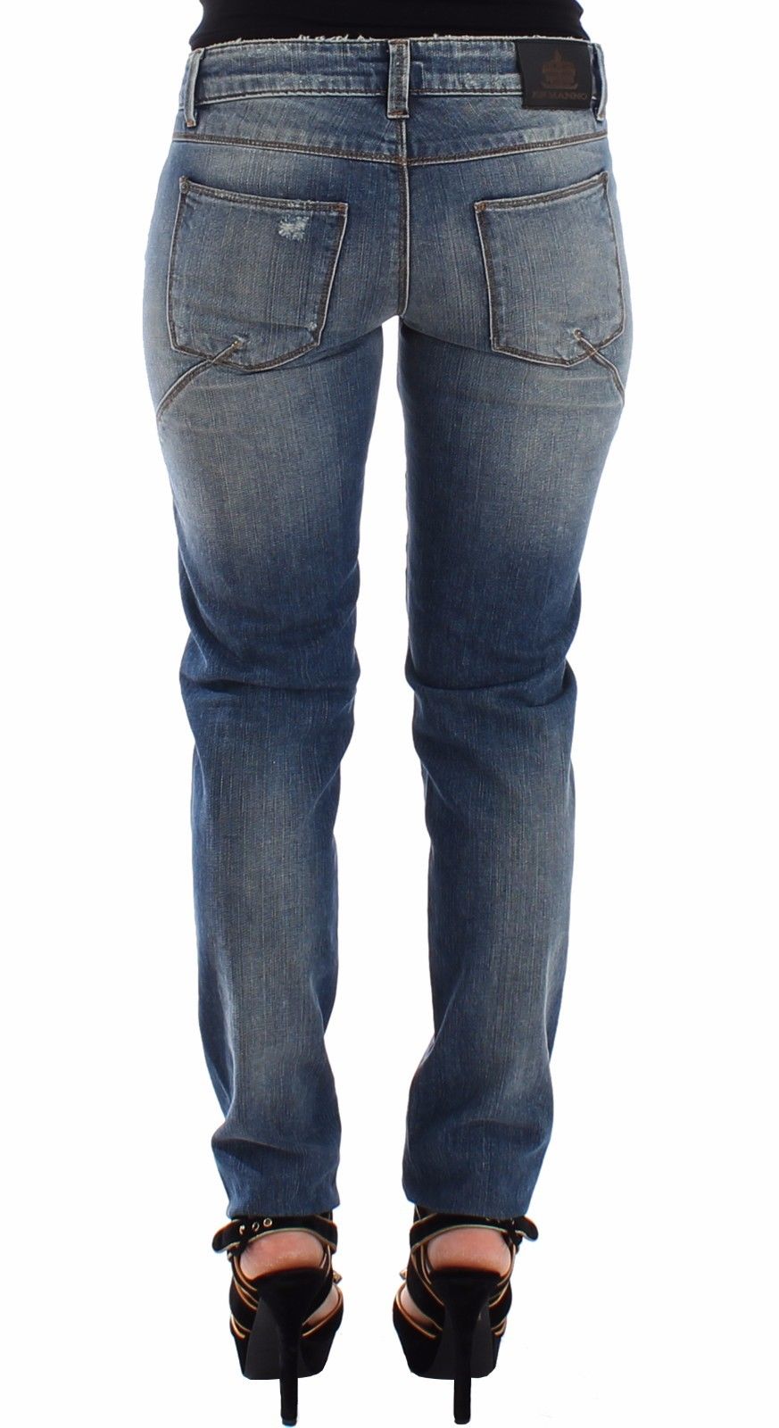 Blaue Slim Jeans Denim-Hosen Straight Stretch