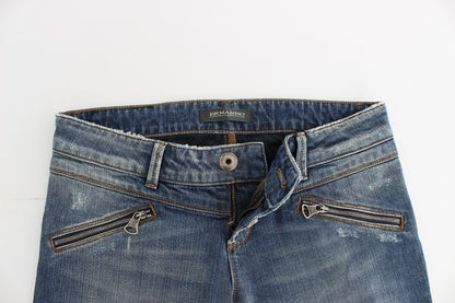 Blaue Slim Jeans Denim-Hosen Straight Stretch
