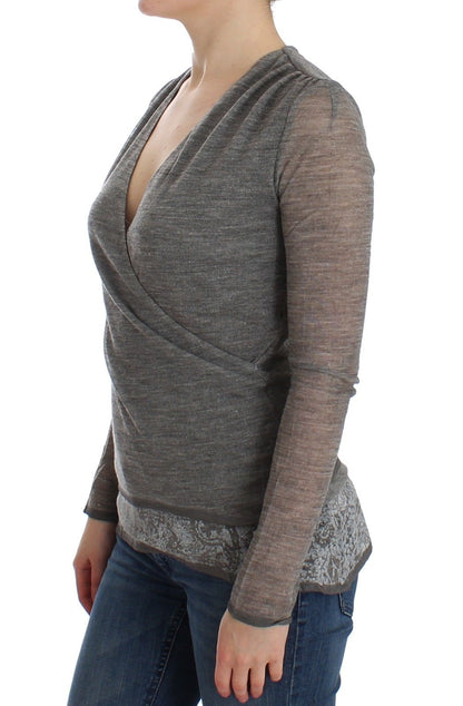 Grauer langärmeliger Pullover aus Wollmischung
