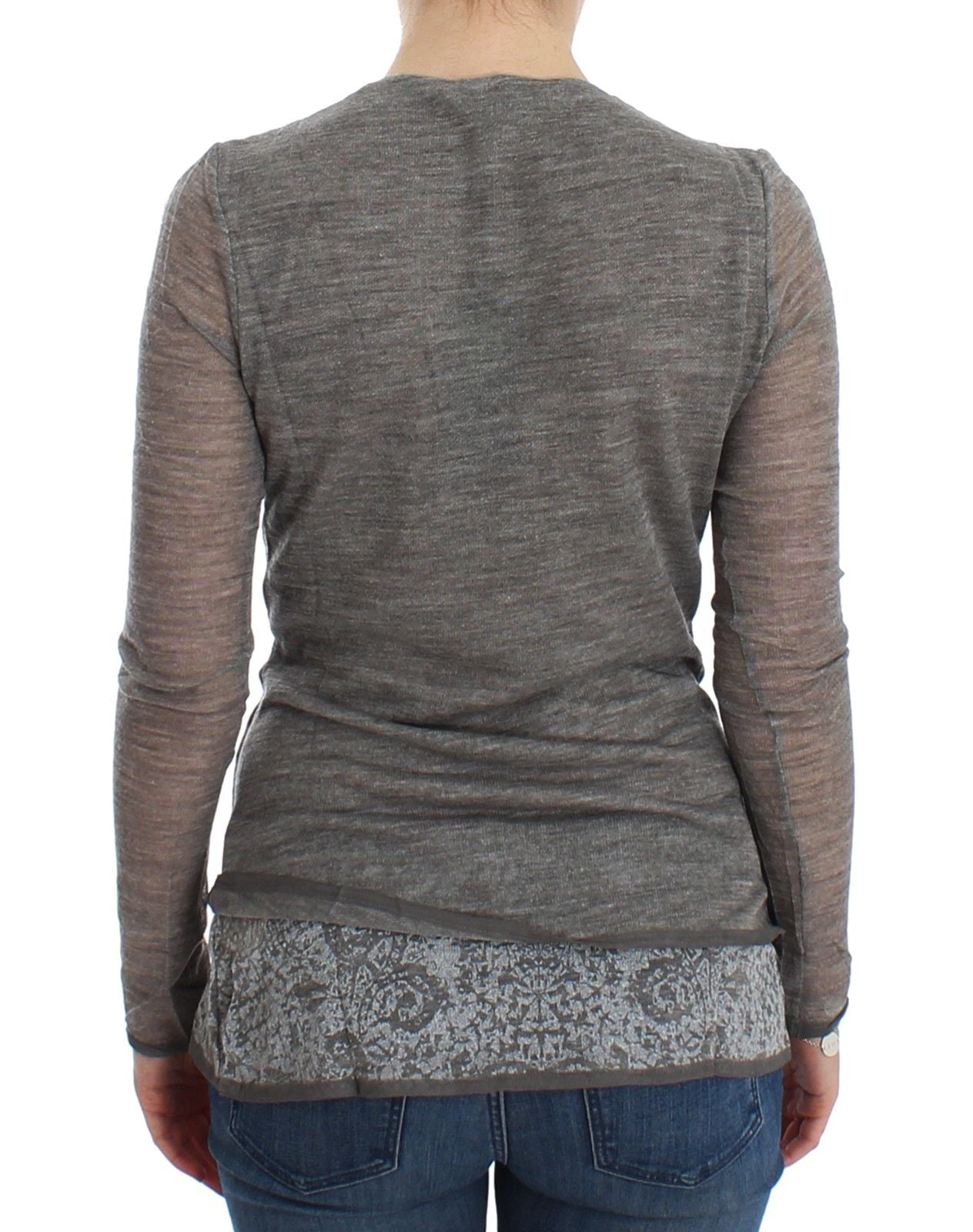Grauer langärmeliger Pullover aus Wollmischung